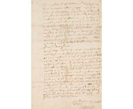  Leicester, Robert Dudley, Earl of (1532/3-1588) Autograph letter signed to Elizabeth I Harden [Hawarden] Castle, 1st June [1
