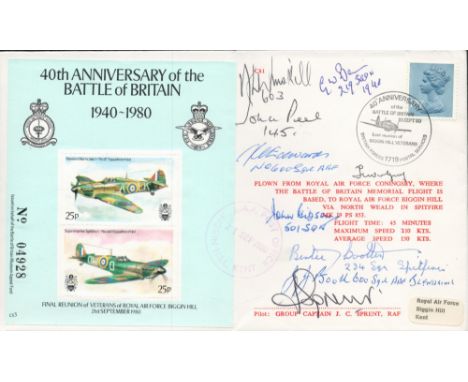 40th Anniv Battle of Britain Signed by 8 Pilots, Crew, involved in the Battle of Britain. Last Reunion of Biggin Hill Veteran