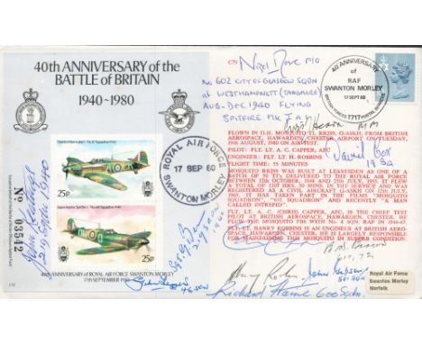 C79b 40th Anniv of the Battle of Britain Signed 9 Battle of Britain Pilots, Crew, WAAF 40th Anniv of RAF Swanton Morley. 40th