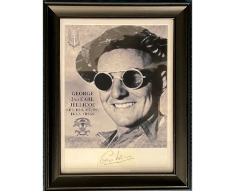 7 x 9 framed portrait photograph of George, 2nd&nbsp;Earl Jellicoe KBE, DSO, MC, PC, FRGS, FRSGS. During WWII Jellicoe served