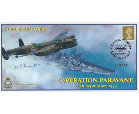 WW2 Sqn Ldr Mac Hamilton Signed Operation Paravane- attack on the Tirpitz 11th Sept 1944 FDC. 1 of 4 Covers Issued. British 1