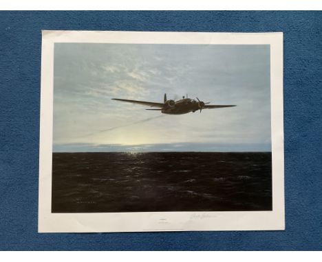 WWII, Overdue print signed in pencil by the artist Gerald Coulson, approx 24x29, beautifully showing The Vickers Armstrong We