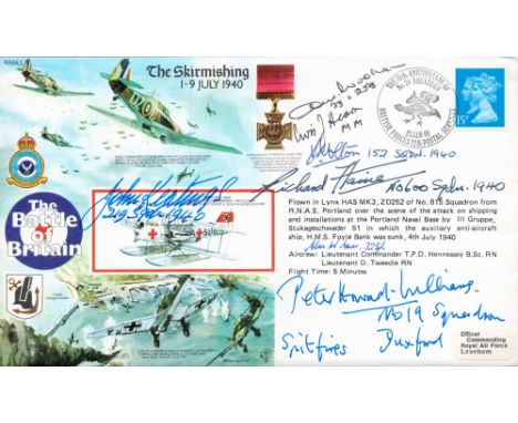 RAFA1a Battle of Britain Skirmishing 1940 Signed 7 Battle of Britain Pilots Crew 23 Jan 90 BFPS 2216 Battle of Britain Skirmi