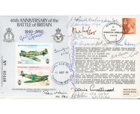 C79 40th Anniv Battle of Britain Signed 14 Battle of Britain. Pilots, Crew, WAAF 40th Anniv of RAF Swanton Morley. 40th Anniv