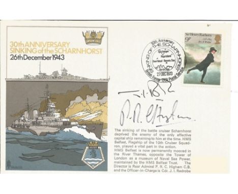 P R C Higham and J I Redrobe Signed Commemorative Cover 30th Anniversary Sinking of the Scharnhorst 26th December 1943 (RNSC 