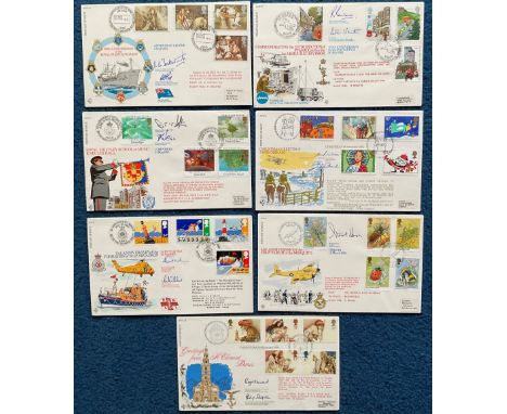 RAF First Day Cover Collection of 7 Signed RFDC Codes with Multiple Stamps and Postmarks. Signatures within this lot include 
