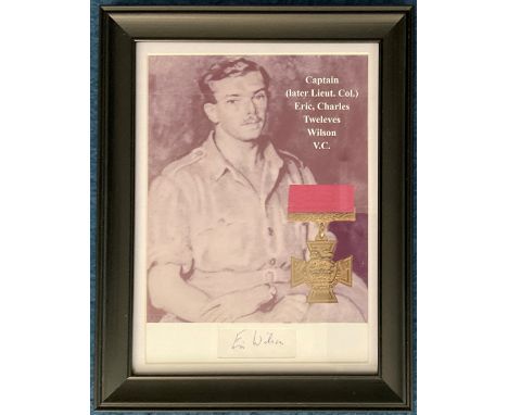 7 x 9 framed portrait photograph of Captain (later Lieut. Co. ) Eric, Charles Wilson VC. Photo also features the Victoria Cro