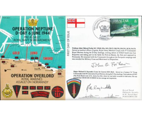 50th Anniversary D Day landing Signed Professor J O Forfar Major M R Reynolds Commando’s in D – Day action. 6 June 1994 Gibra