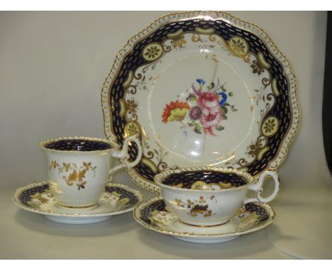 A Spode tea service to comprise ten teacups, eleven saucers, eleven coffee cups, one milk jug, one sugar bowl and lid  