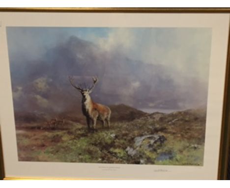 § David Shepherd, (b.1931) The Prince of Rannoch Moor, signed in pencil, colour print 53 x 67cm (21 x 26in)  