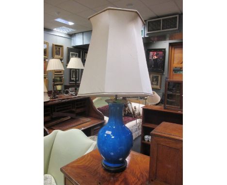 A modern turquoise Chinese style table lamp, 44cm high  