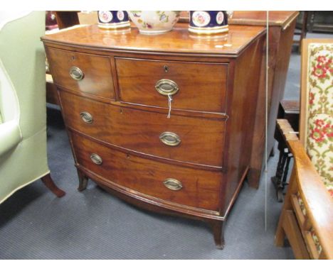 A Regency mahogany bow front chest of drawers, 95 x 92 x 52cm  