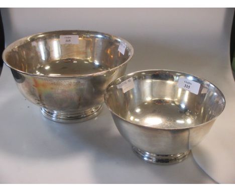 A sterling silver sugar bowl, marked 'Exemplar Paul Revere 1768', 12oz, and another sterling silver bowl, 14oz (2)  