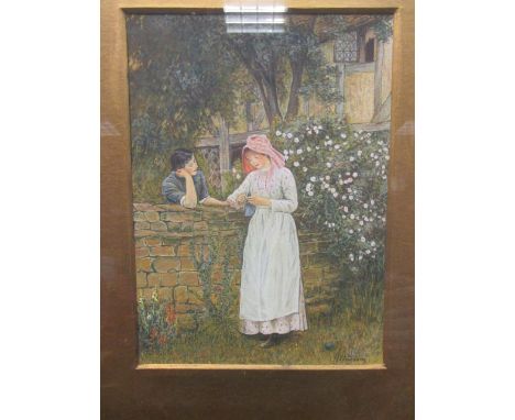 After Helen Allingham (British, 1848-1926), Firm friends, watercolour, bears signature lower right, 24 x 17.5 cm; Arthur John