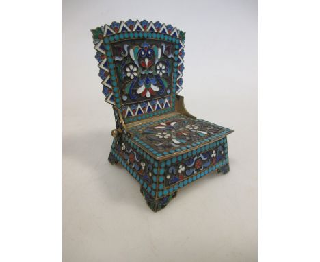 A Russian silver gilt and enamel salt throne  