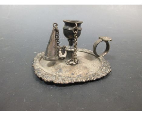 A 19th century silver chamber stick the dish 9cm square  