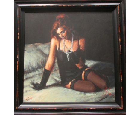 § Fabian Perez (Argentinian, b.1967) Guantes Negros signed "Perez" within the print and numbered 52/195 print on canvas 67 x 