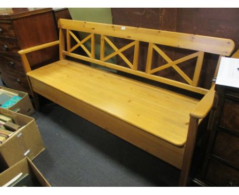 A pine bench, 165cm wide  