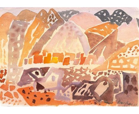 Eduard Bargheer (Hamburg 1901 - Hamburg 1979). Südliches Gebirge. 1961. Aquarell. 21,5 x 31,5 cm. R. u. sign. und dat. Barghe