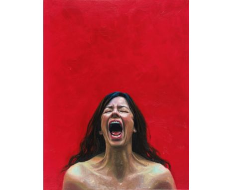 Francien Krieg (1973). Covid. 2021. Acryl/Lw. 130 x 100 cm. Ungerahmt. Verso sign. und dat. F. Krieg 2021 sowie betitelt.   -