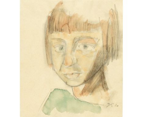 Dorothea Maetzel-Johannsen (Lensahn 1886 - Hamburg 1930). Mädchenkopf. 1920. Aquarell über Bleistift. 20,5 x 18 cm. R. u. mon