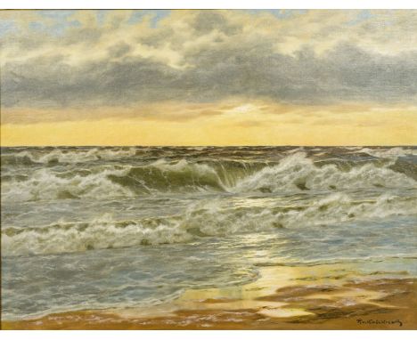 Patrick von Kalckreuth (Kiel 1898 - Starnberg 1970). Abendlicht, Brandung. Öl/Lw. 70,5 x 90,5 cm. R. u. sign. P. v. Kalckreut