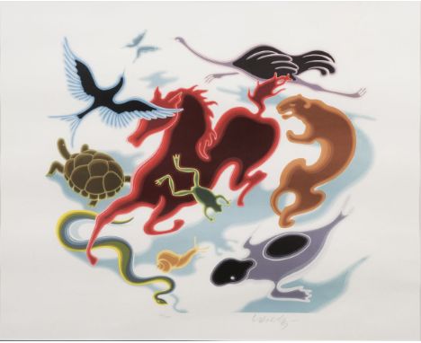 Victor Vasarely (Pécz 1908 - Paris 1998). Étude de mouvement - Zoo. 1986. Farblithogrpahie. 48 x 56 cm. R. u. mit Bleistift s