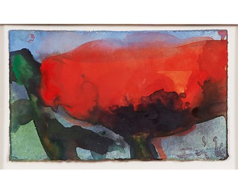 Klaus Fußmann (Velbert 1938). Mohn. 1996. Gouache. 10 x 16,5 cm. R. u. sign. und dat. Fußmann 96, unter Glas gerahmt, ungeöff