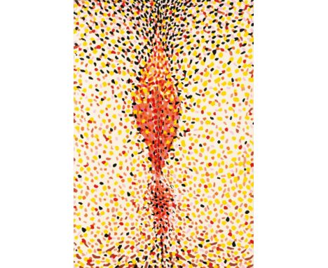 Hermann-Josef Kuhna (Ottenhausen 1944 - Düsseldorf 2018). Sich verdichtende Punkte. Öl/Lw. 83 x 56 cm. Verso sign. Kuhna und 