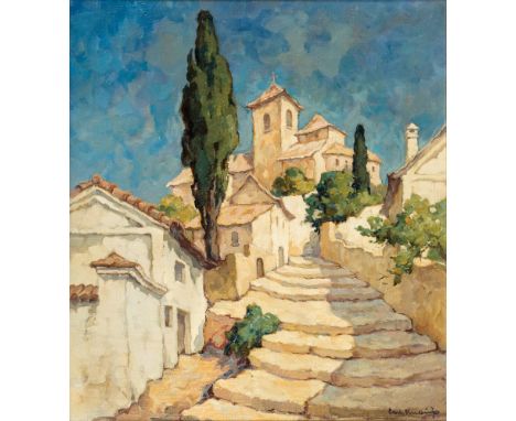 Carl Knauf (Bad Godesberg 1867 - Nidden 1944). Kleinstadt in Italien. Öl/Lw. 62,5 x 56 cm. R. u. sign. Carl Knauf.   - Deutsc