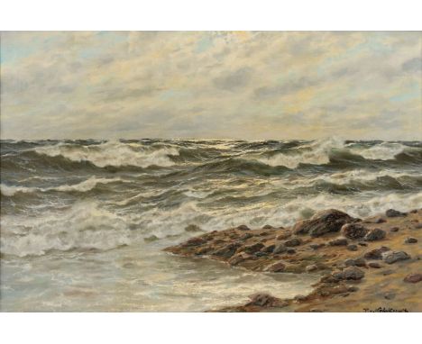 Patrick von Kalckreuth (Kiel 1898 - Starnberg 1970). Wellen am Strand. Öl/Lw. 60 x 90,5 cm. R. u. sign. P. v. Kalckreuth.   -