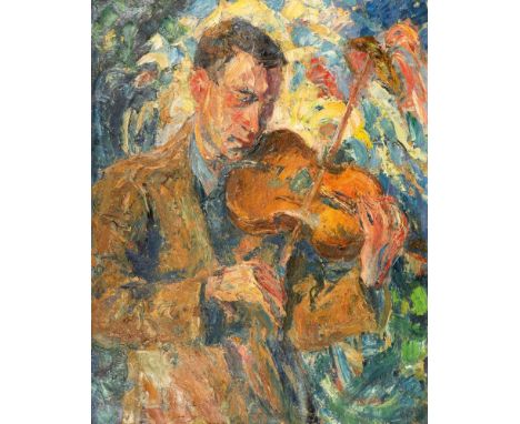 Walter Helbig (Falkenstein 1878 - Ascona 1968). Portrait des Geigers L. K. 1917. Öl/Lw. 84 x 67 cm. R. u. sign. und dat. Helb