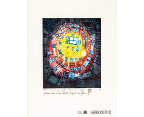 Friedensreich Hundertwasser (Wien 1928 - vor Australien 2000). Window out of the Pond. 1978. Farbaquatinta. 39,5 x 33 cm. L. 