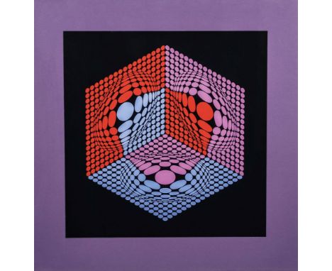 Victor Vasarely (Pécz 1908 - Paris 1998). Sechseck. Farbsiebdruck. 57 x 54 cm. R. u. mit Bleistift sign. Vasarely, l. u. num.