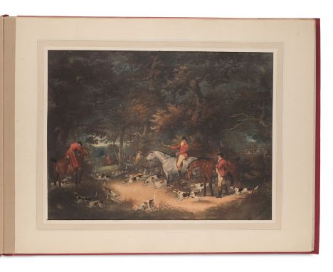 Jagd - - nach D. Wolstenholme. Fox Hunting: The Start, The Find, The Chase, and The Death. 4 großformatige kolorierte Aquatin