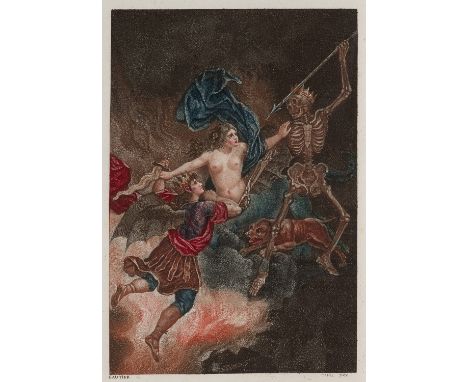 John Milton. Le Paradis perdu, po�me. Édition en Anglais et en Français. Mit 12 farbigen Punktierstichen nach Schall. Paris, 