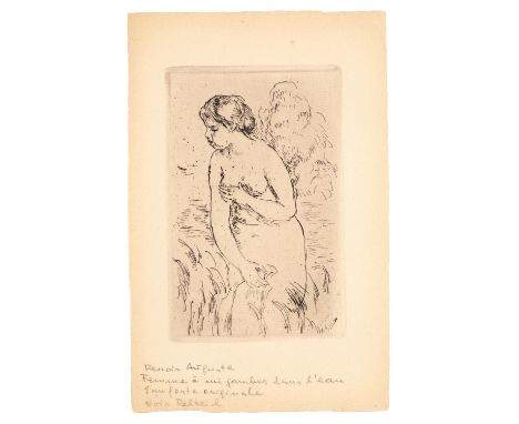 Jahrhundertwende - - Auguste Renoir.  (1841 Limoges - 1919 Cagnes-sur-Mer). Baigneuse debout, à mi-jambes. 1910. Kaltnadel au