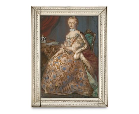 Miniaturen - Frankreich - - Portrait von Maria Leszczynska, Königin von Frankreich (Miniaturmalerei). Um 1800. Gouache auf Be