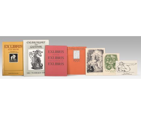 Exlibris - - Sammlung von ca. 690 tls. signierten Exlibris u. Kleingraphiken. Versch. Techniken (Radierung, Holzschnitt, Lith