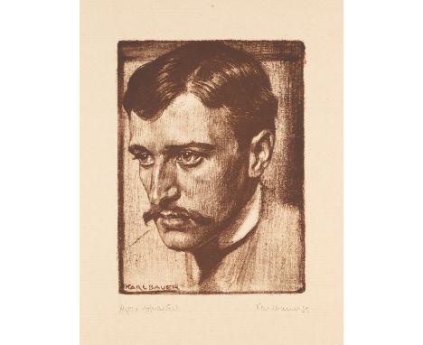 Karl Bauer.  (1868 Stuttgart - 1942 München). Sammlung von 24.95 Lithographien mit Porträtdarstellungen von Dichtern, Dramati