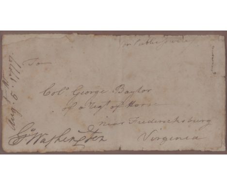 WASHINGTON, George (1732-1799). Address panel with autograph free frank signed ("G:o Washington"), as Commander in Chief of t