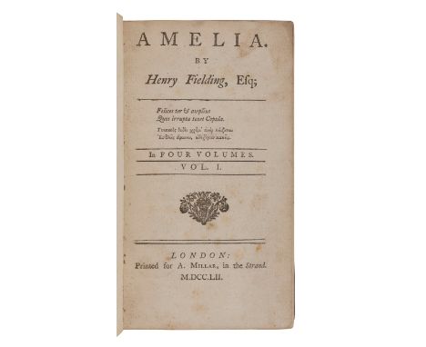 FIELDING, Henry (1707-1754). Amelia. London: Printed for A. Millar, 1752.4 volumes, 12mo (186 x 99 mm). (Some very light spot