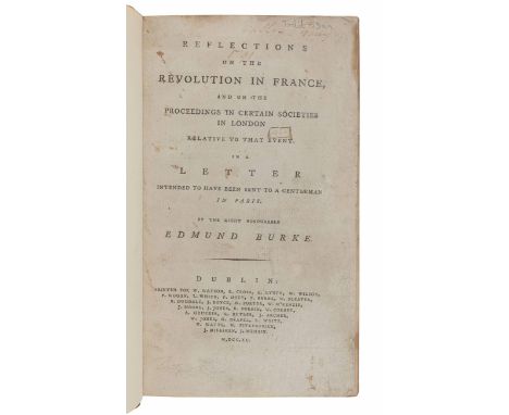 [THE FRENCH REVOLUTION]. &nbsp; A sammelband of Dublin editions of works by Edmund Burke, Joseph Priestley, Rev. R. Nares, Wi