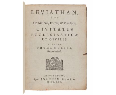 HOBBES, Thomas (1588-1679). Leviathan, sive De materia, forma, et potestate civitatis ecclesiasticae et civilis. Amsterdam: J