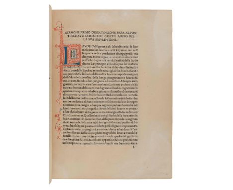 LEO I (ca 360-461, Pope from 400). Sermones et epistolae. Translated from Latin into Italian by Filippo Corsini. Florence: [A