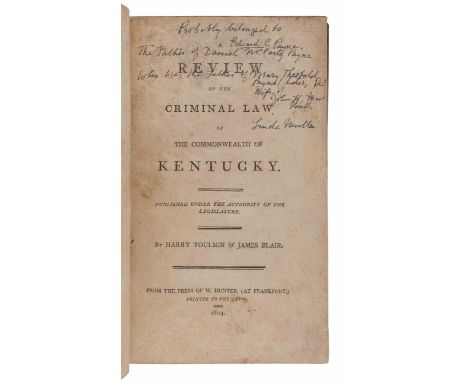 [KENTUCKY--JURISPRUDENCE]. A group of 4 works, comprising: &nbsp;MADISON, James and Thomas JEFFERSON. Resolutions of Virginia