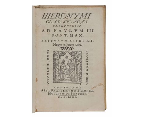 [16th CENTURY PRINTING - EUROPE]. A group of 4 works, comprising: &nbsp;CLARAVACEO, Girolamo. Hieronymi Claravacaei Cremonens