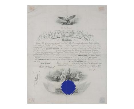 GRANT, Ulysses S. (1822-1885). Engraved document signed as President ( "U. S. Grant"), countersigned by George M. Robeson, Se