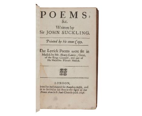 SUCKLING, John, Sir (1609-1642). Fragmenta aurea. A Collection of All the Incomparable Peeces... London: for Humphrey Moseley