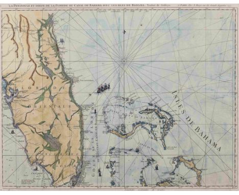 [JEFFERYS, Thomas]. La Peninsule et Golfe de la Floride ou Canale de Bahama avec les Isles de Bahama. Paris: Le Rouge, 1777. 